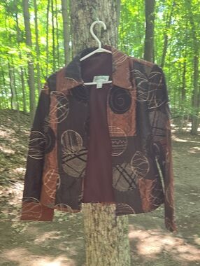 Joseph Ribkoff Brown and Copper Patterned Blazer Sz 8